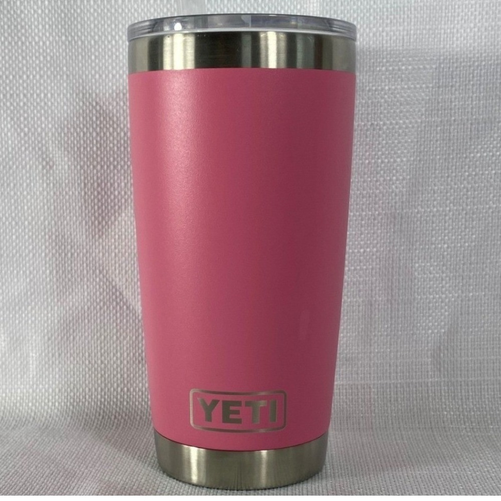 Yeti Rambler 20 oz Tumbler Pink Stainless Steel Insulated Travel Mug with Straw